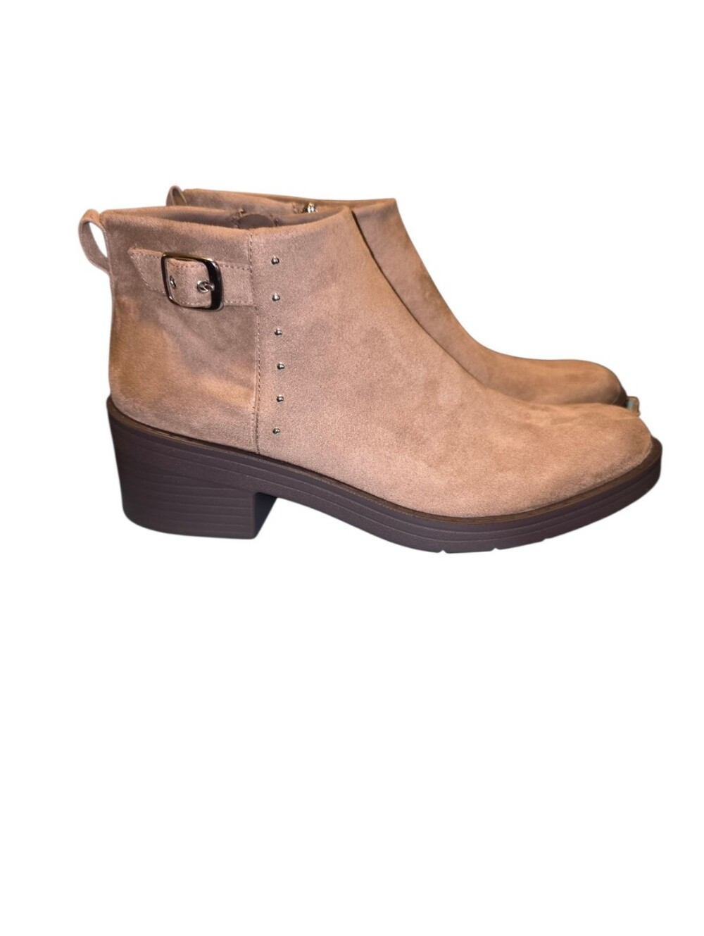 NIB Bzees Women's Ankle Boot 8.5 W Bootie Fabric Latte